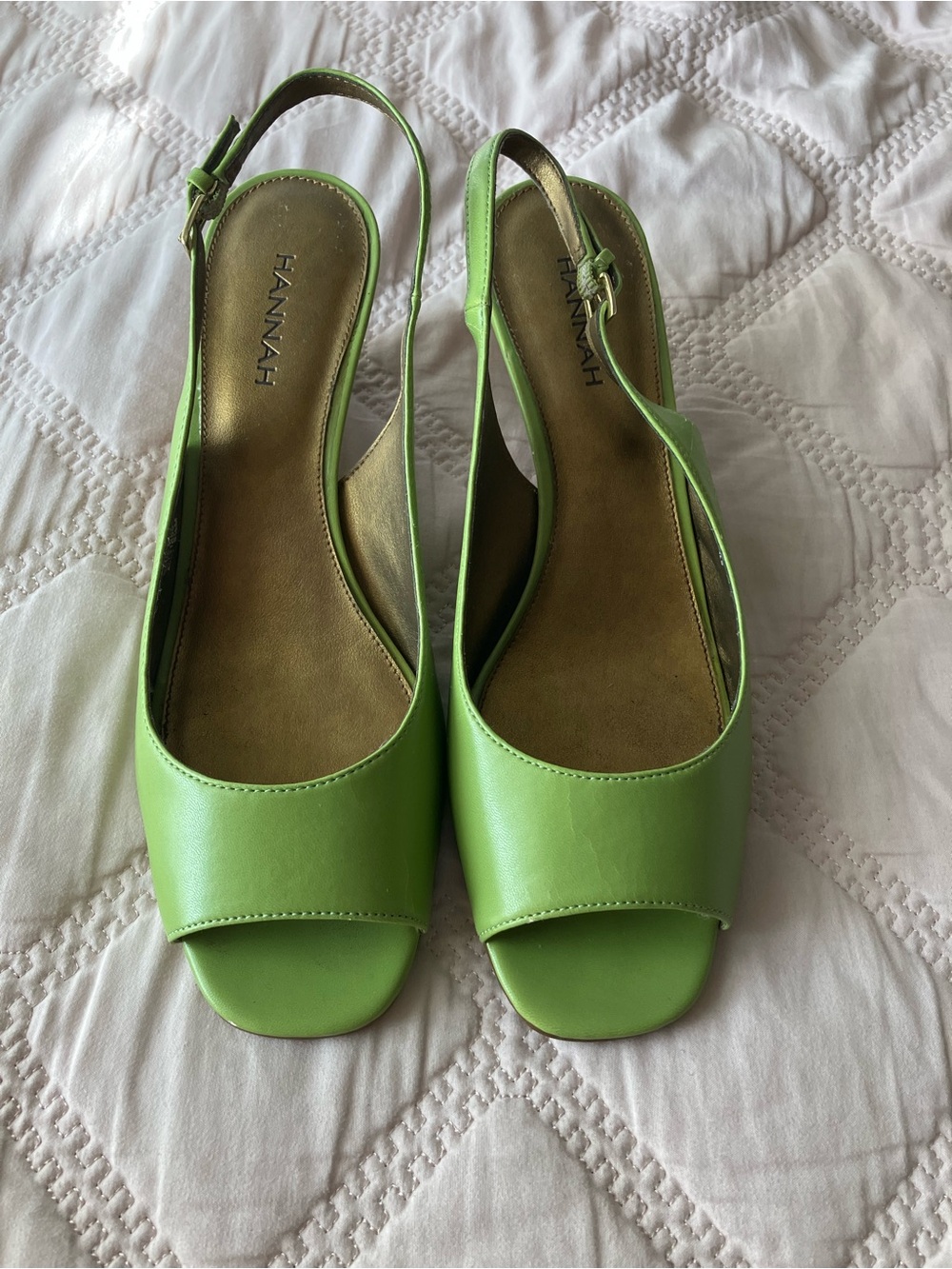 HANNAH Lime Green Slingback Peep-Toe Heels
